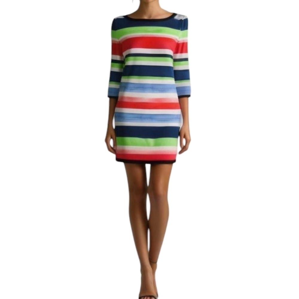 VINCE CAMUTO Striped Silky Knit Sheath Dress NWT Preppy Stretchy